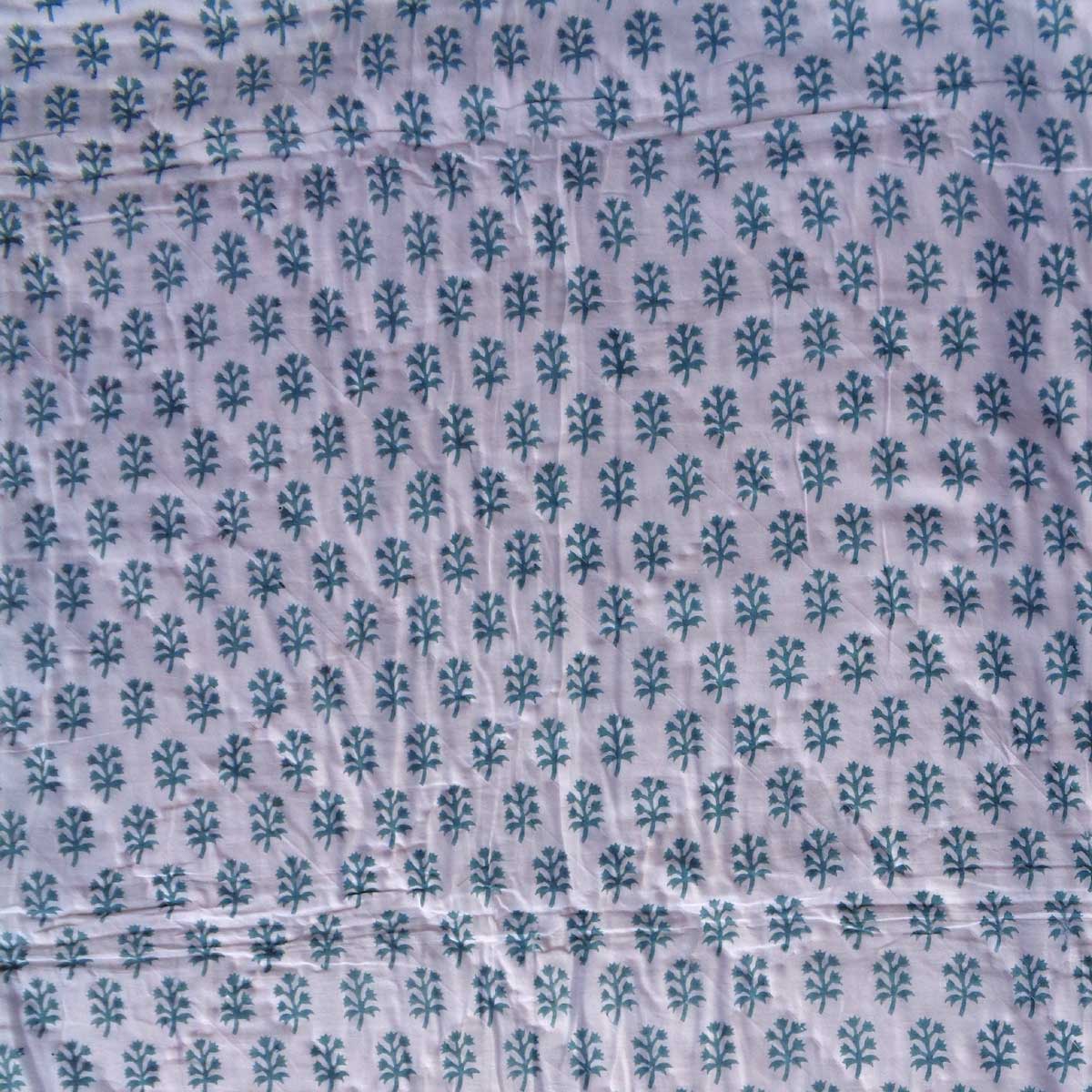 Block Printed Twin Medium Size Quilt Pan Leaf Majolica Blue 309623 A Cozy Winter Essential