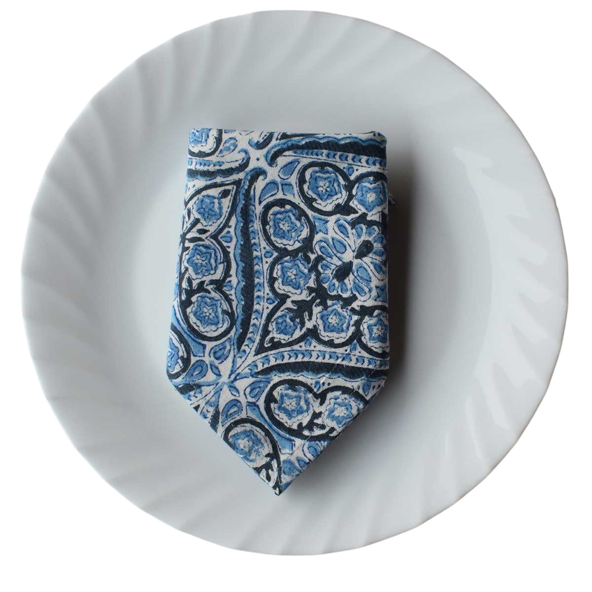 Hand Block Printed Cotton Napkin 45x45 cms Set of 4 Napkins  Phool Chokri Nili 505055