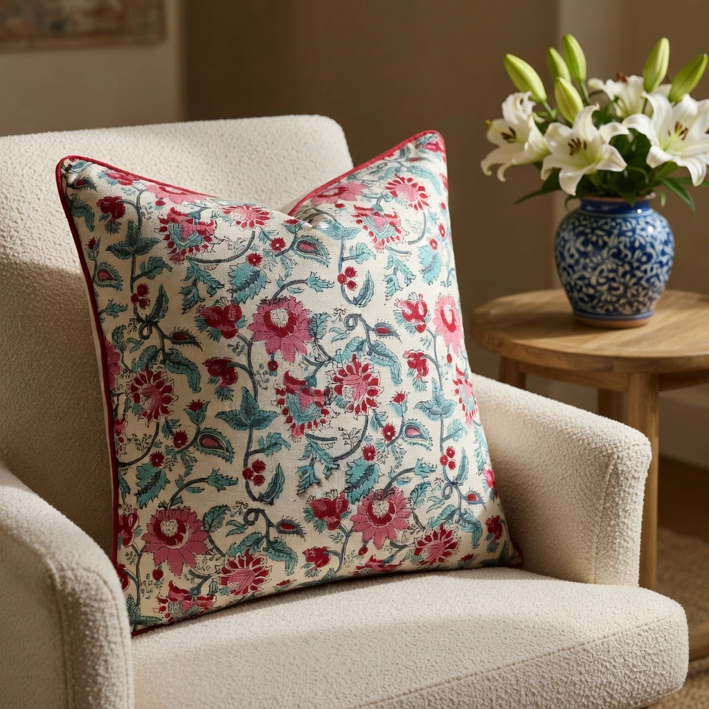 Piping Cushion Cover 50x50 cms Phuljhari Open 200865