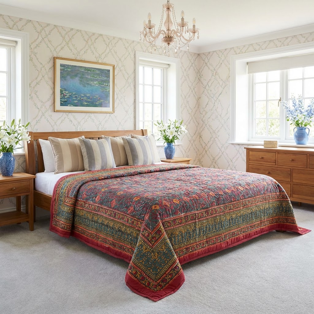 Queen Size Soft Cotton Quilt Handmade Phulwari 0946