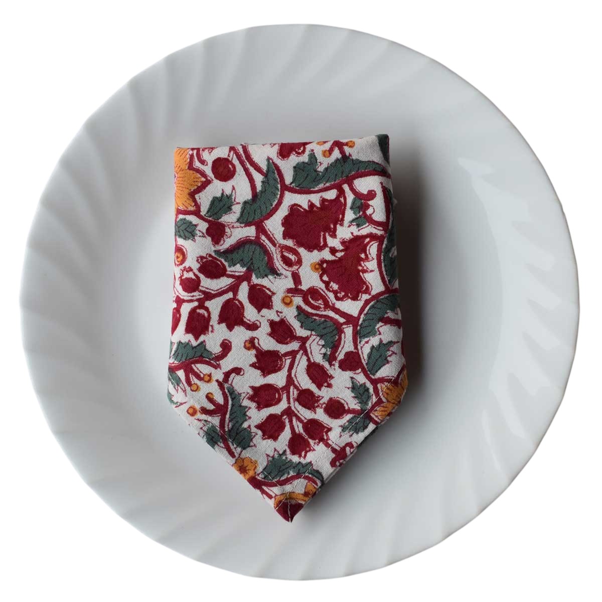 Hand Block Printed Cotton Napkin 45x45 cms Set of 4 Napkins Phulwari Open 601042