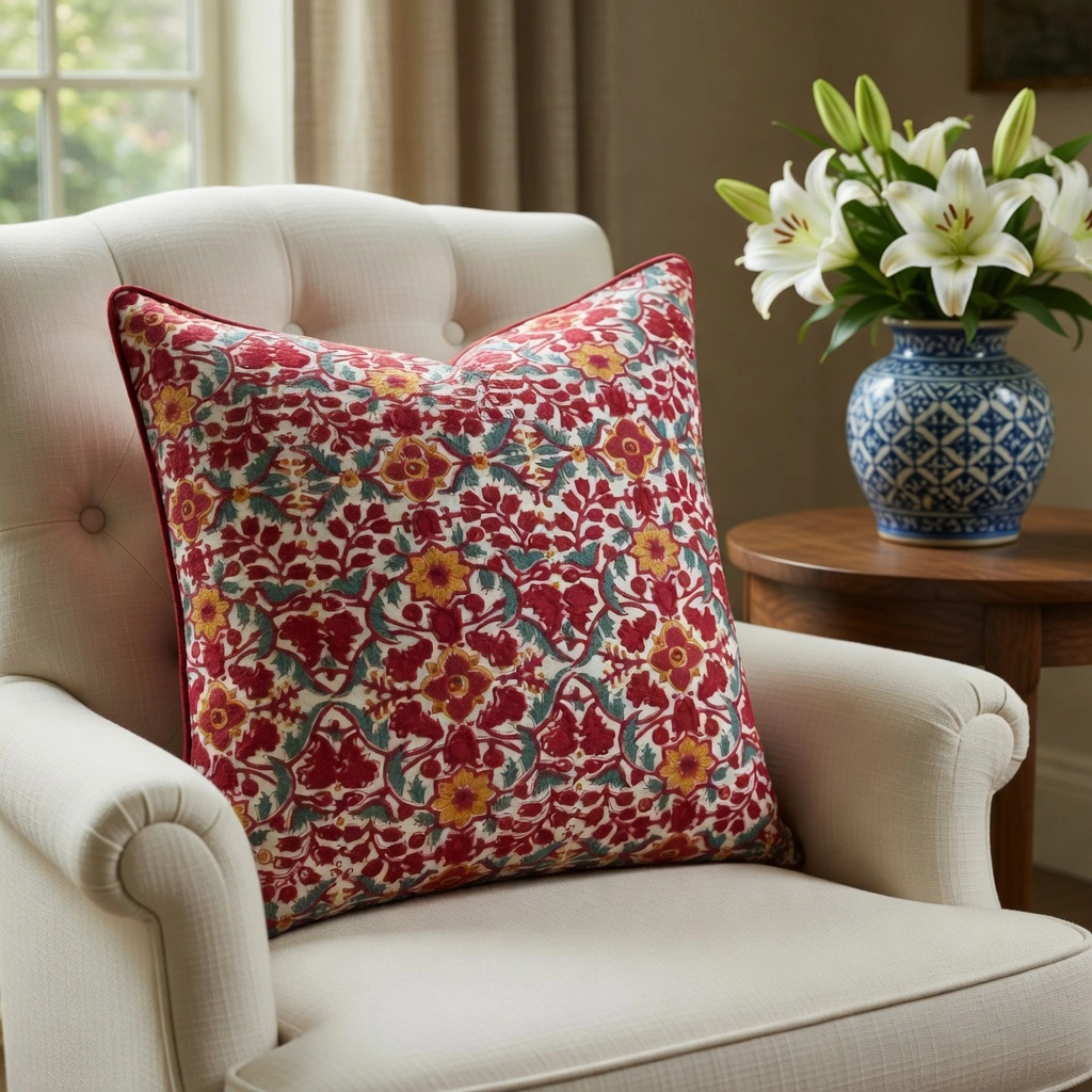 Piping Cushion Cover 50x50 cms  Phulwari Open 601093