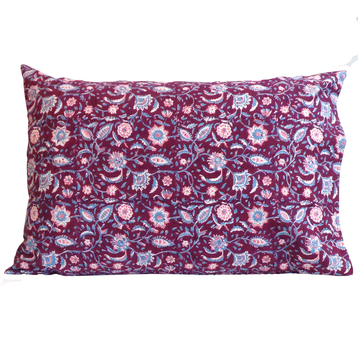 Hand Block Printed Cotton Pillows Cover 50x70 cm Set of 2 Rukmani Maroon Gud 620607