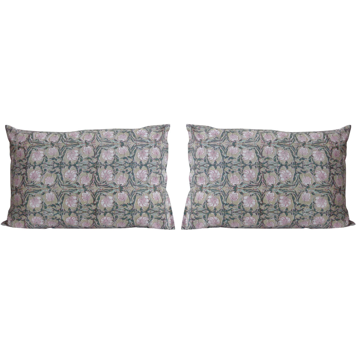 Hand Block Printed Cotton Pillows Cover 50x70 cm Set of 2 Bauhaus Beige Gud 505032