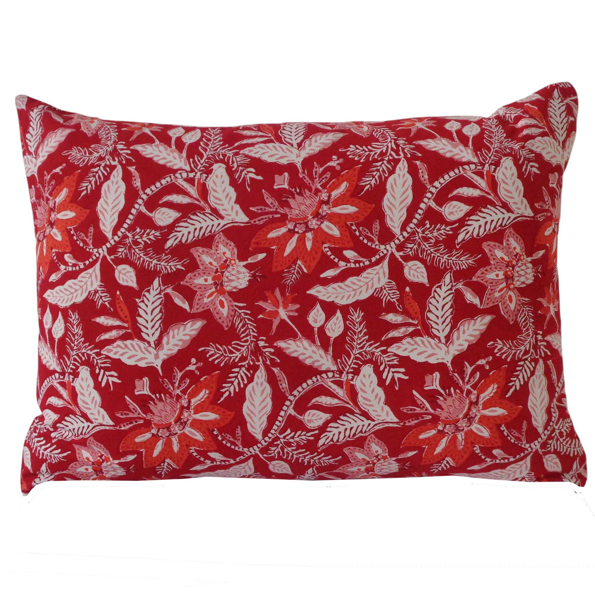 Hand Block Printed Cotton Pillows Cover 50x70 cm Set of 2 Bossanova Red Open Gud 103701