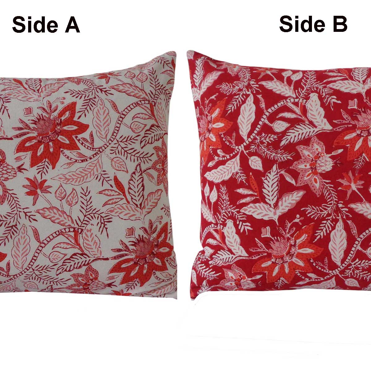 Hand Block Printed Cotton Pillows Cover 50x70 cm Set of 2 Bossanova Red Open Gud 103701