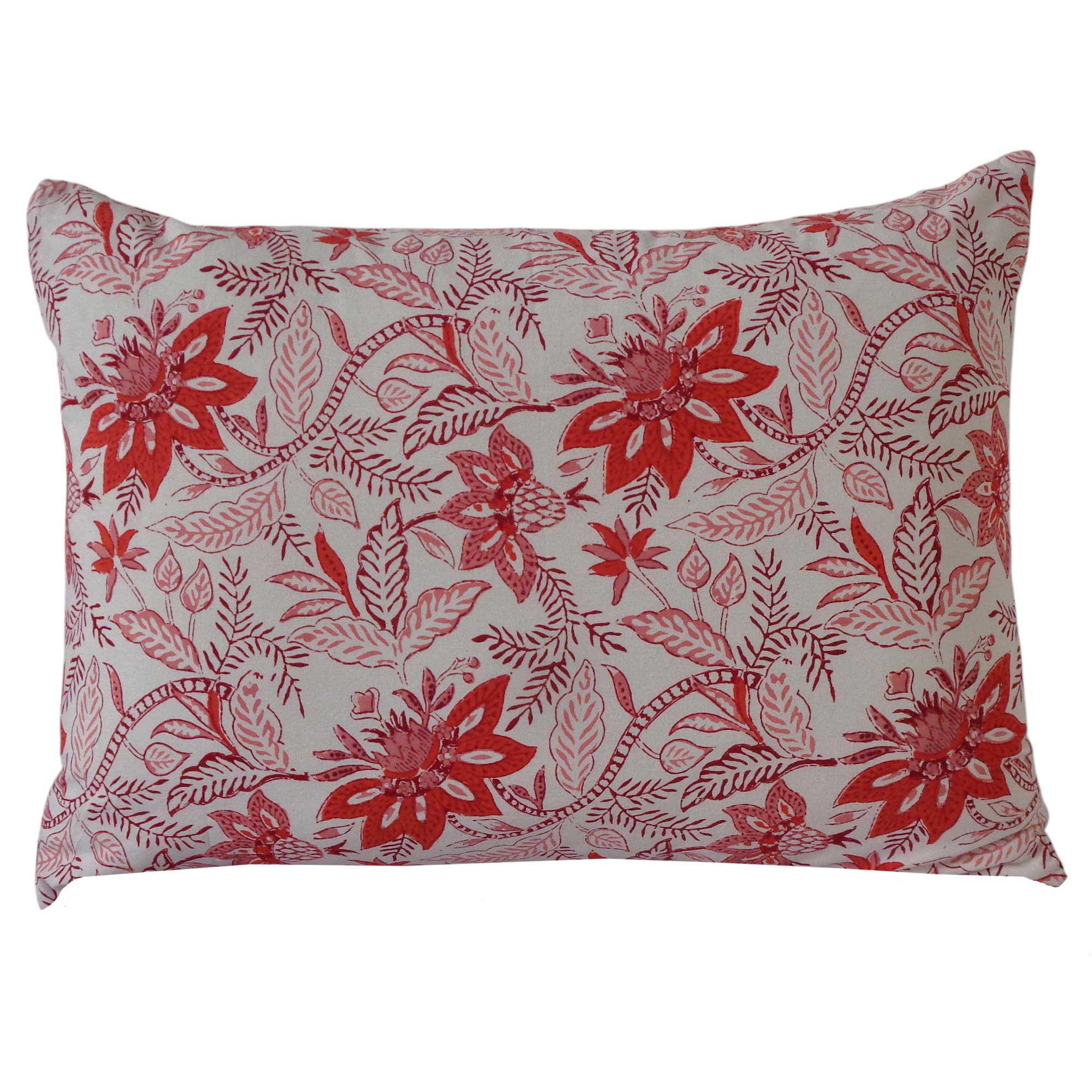 Hand Block Printed Cotton Pillows Cover 50x70 cm Set of 2 Bossanova Red Open Gud 103701