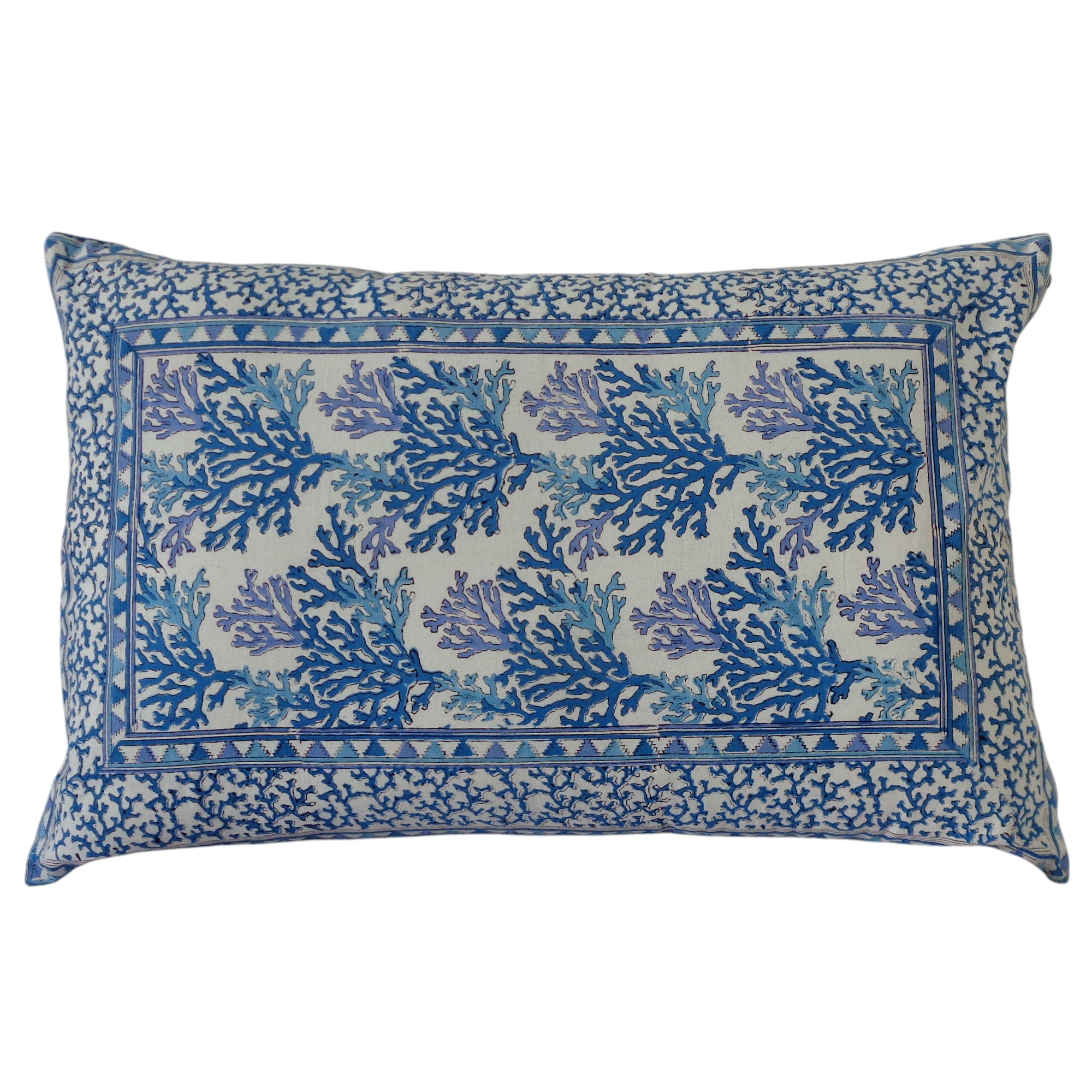 Hand Block Printed Cotton Pillows Cover 50x70 cm Set of 2 Coral Multi Blue 502087