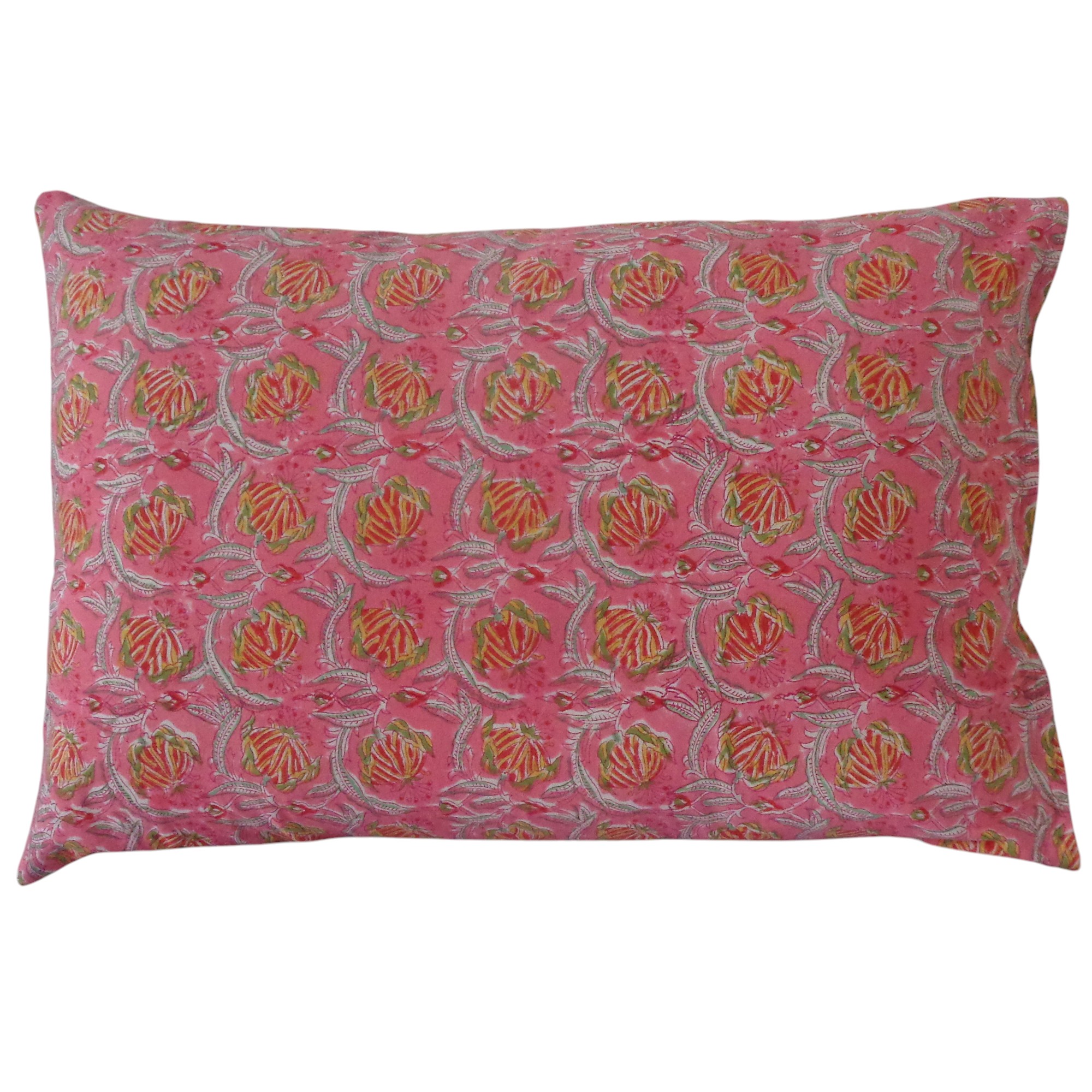 Hand Block Printed Cotton Pillows Cover 50x70 cm Set of 2 Frost Pink Floral 202816
