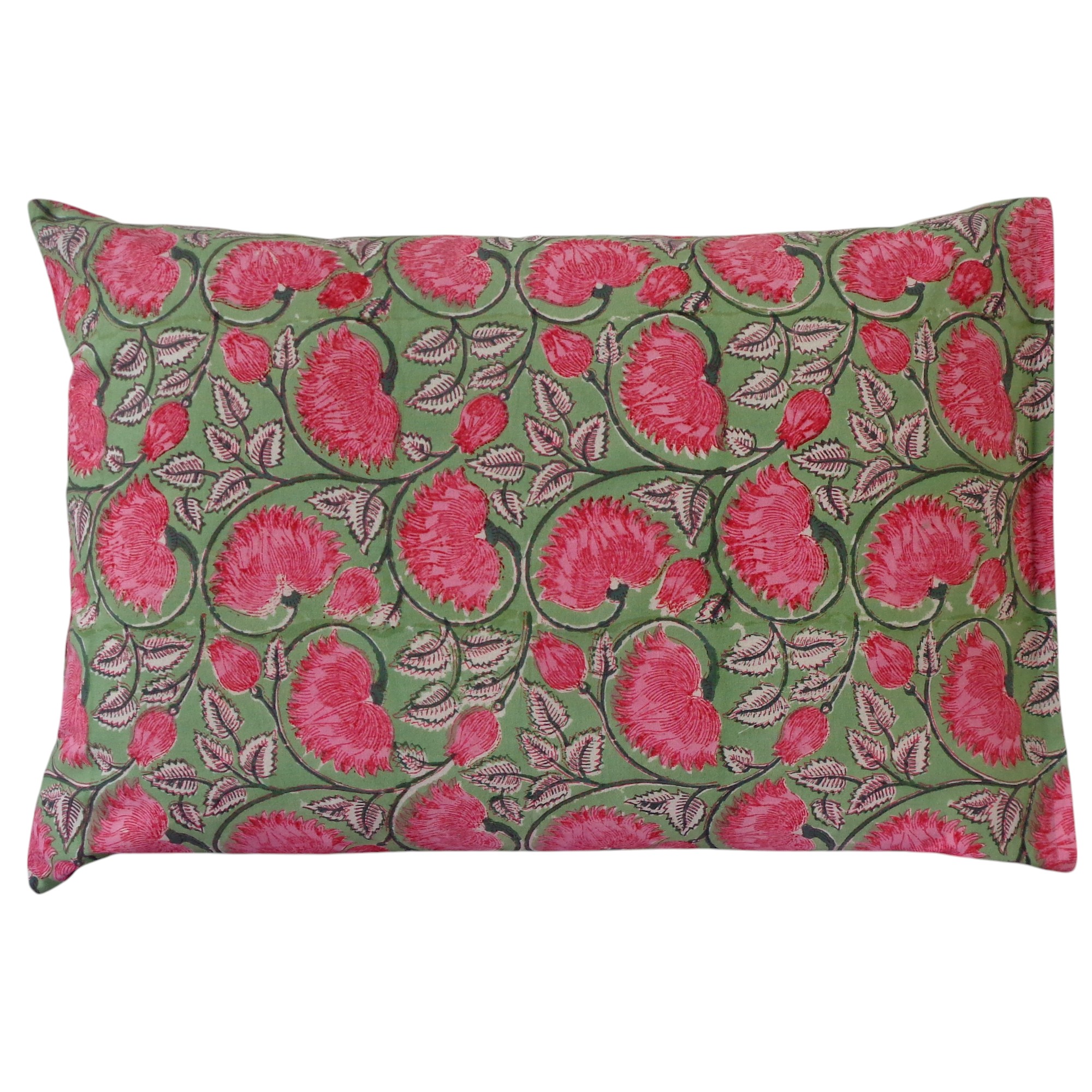 Hand Block Printed Cotton Pillows Cover 50x70 cm Set of 2 Kamal Gulabi Gud 206591