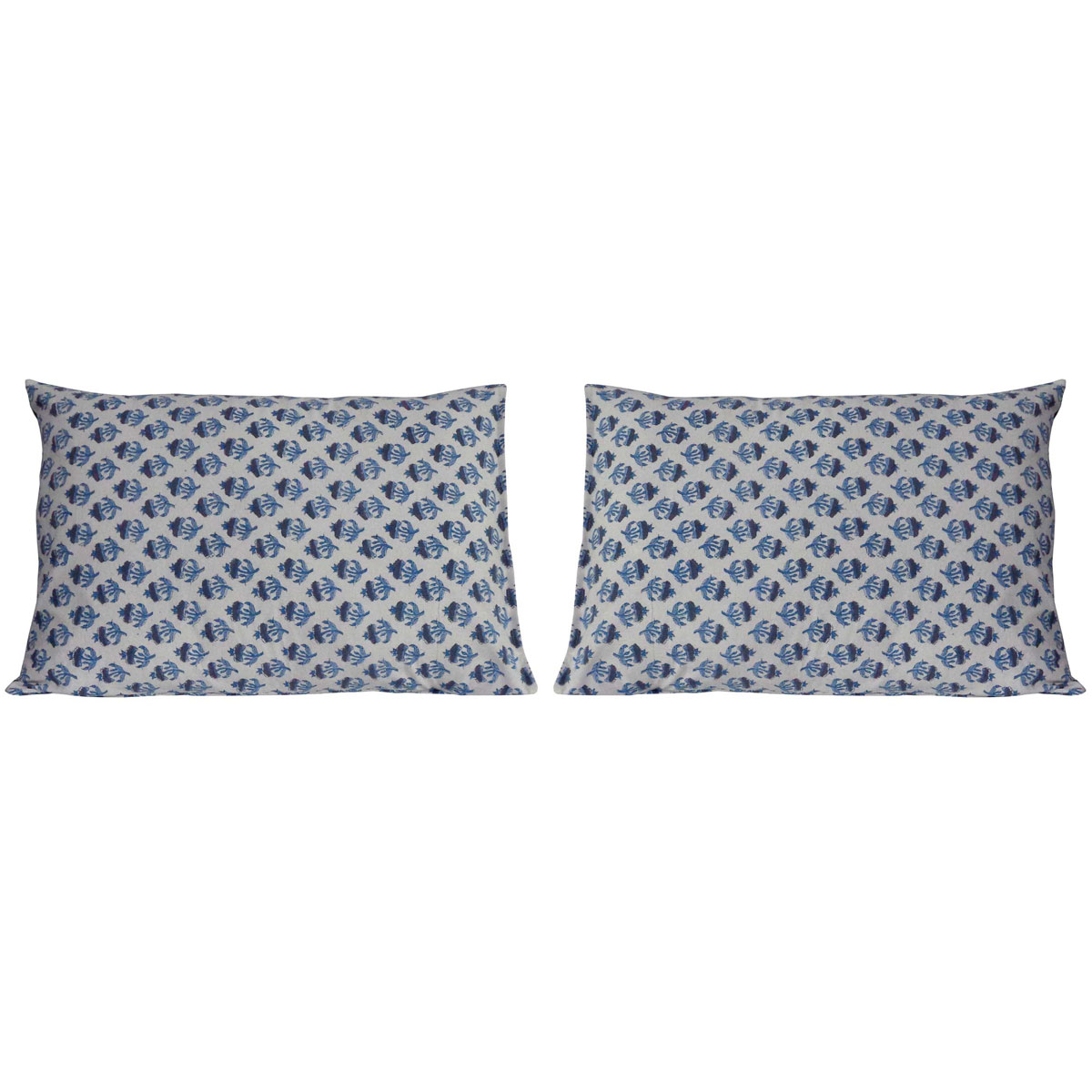 Hand Block Printed Cotton Pillows Cover 50x70 cm Set of 2 Marigold Teal 230514