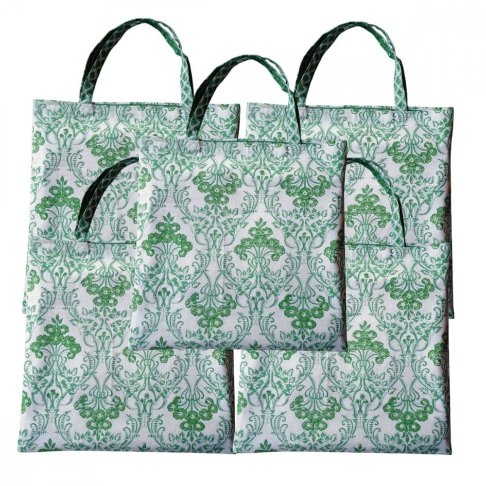 Image of Grocery Totes ( Set of 5 Bags) / Raat Ki Rani Green 207006