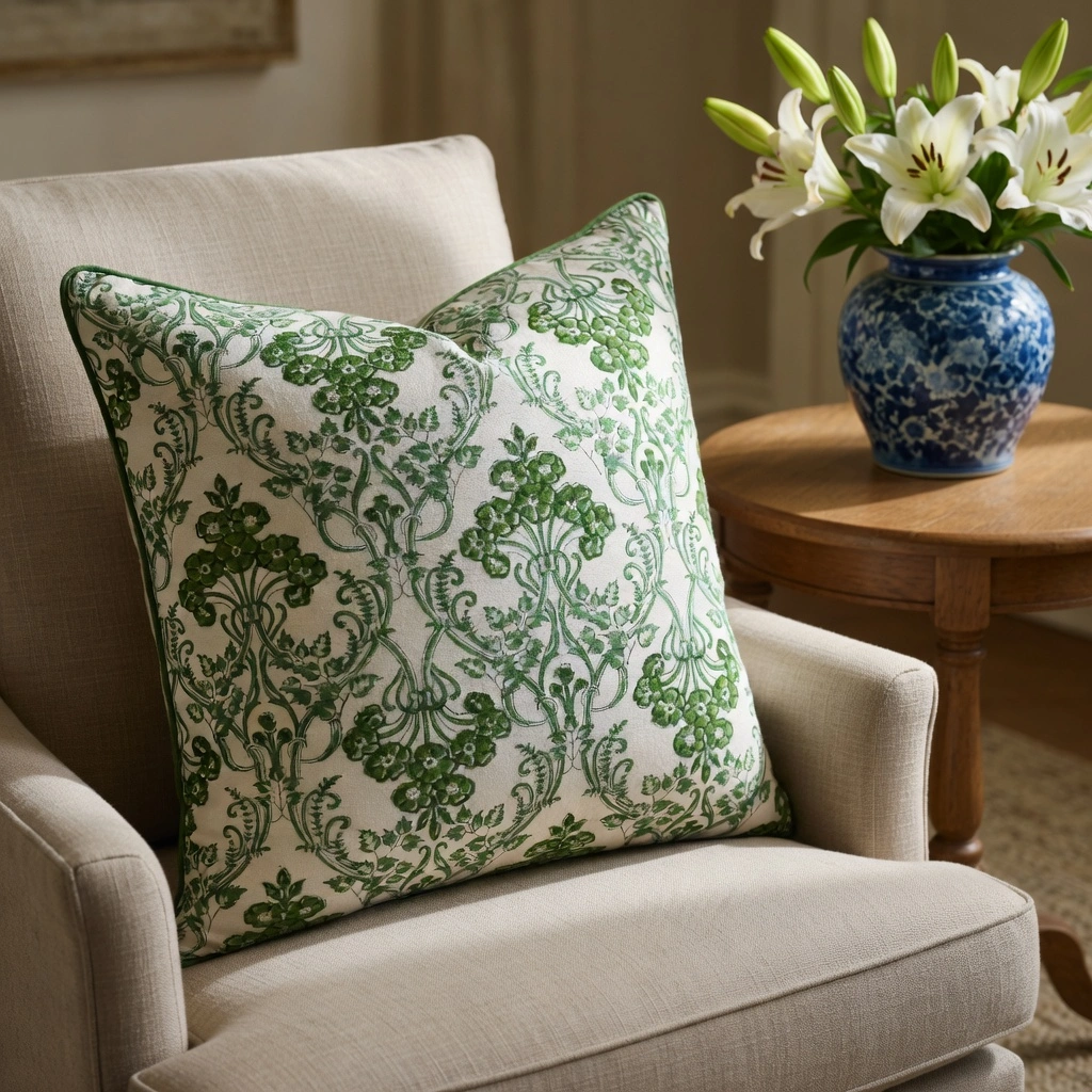 Piping Cushion Cover 50x50 cms Raat Ki Rani Green 207006