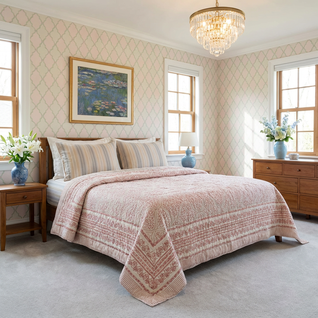 Hand Block Printed Cotton Queen Size Quilt Rang Mahal 260311