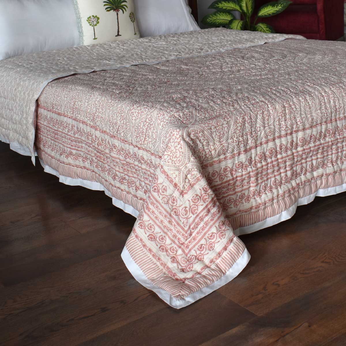 Hand Block Printed Cotton Queen Size Quilt  Rang Mahal 260311