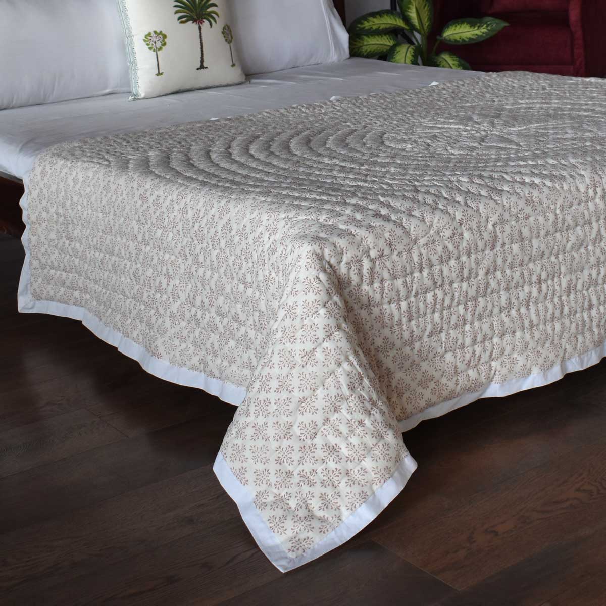 Hand Block Printed Cotton Twin Size Quilt  Rang Mahal 260311