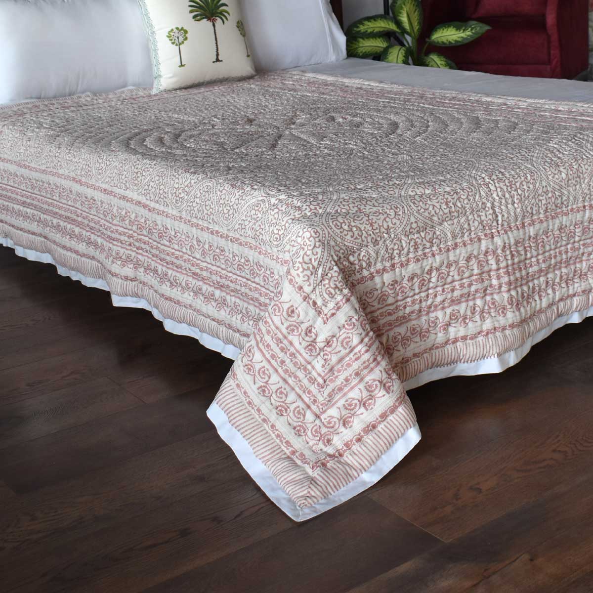 Hand Block Printed Cotton Twin Size Quilt  Rang Mahal 260311