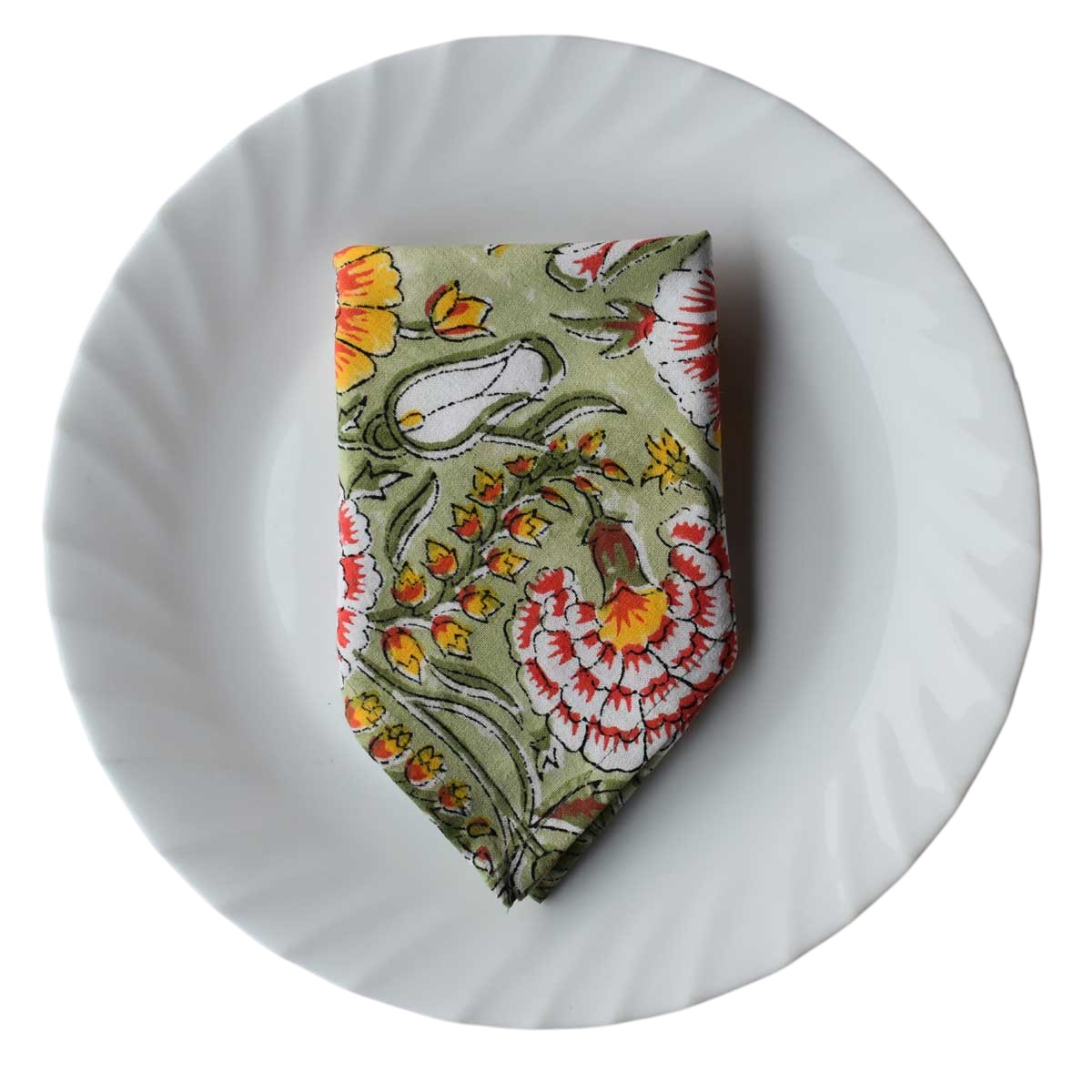 Hand Block Printed Cotton Napkin 45x45 cms Set of 4 Napkins  Reshma Sea Green Gud 203224