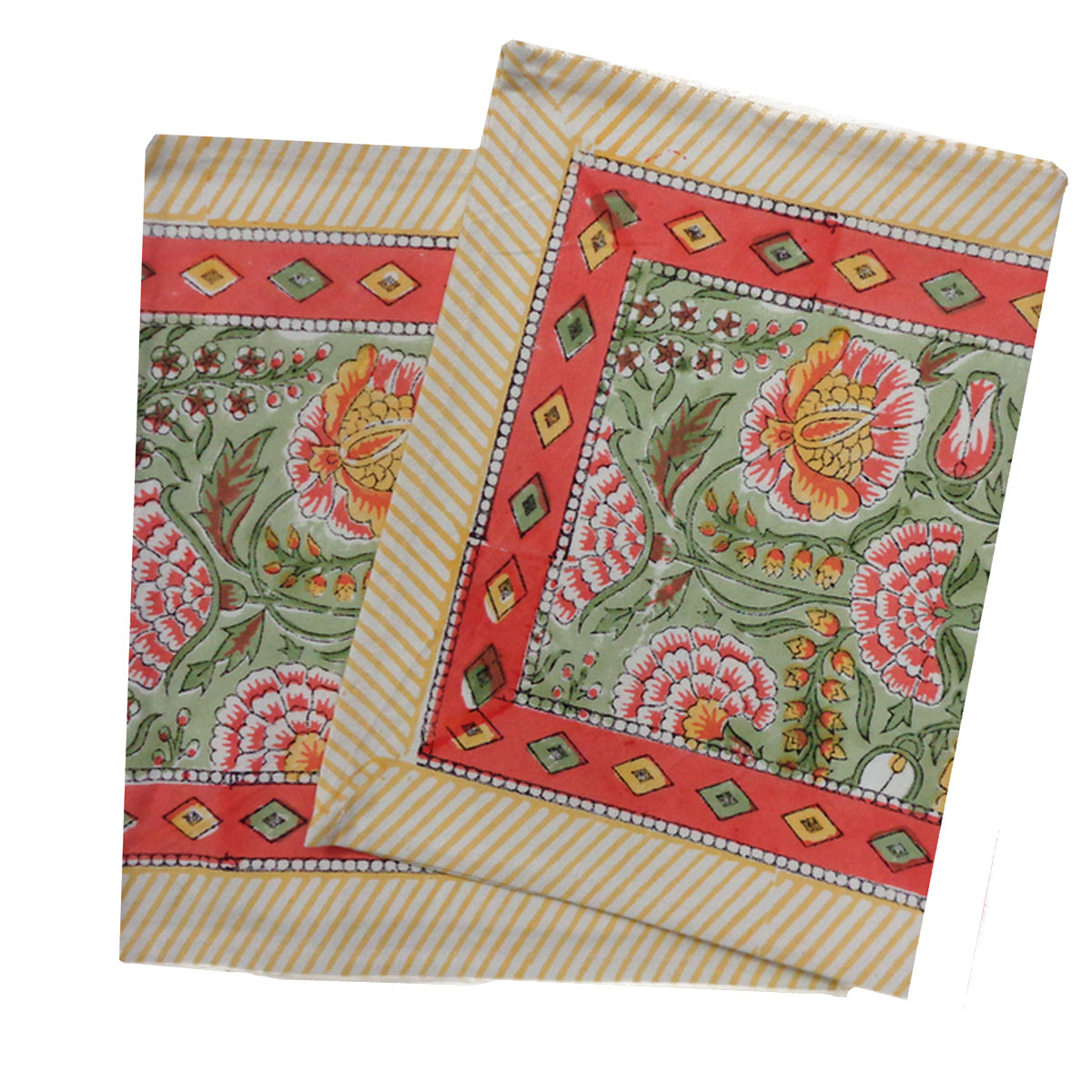 Hand Block Printed Cotton Canvas Table Runner 33x120 cms Reshma Sea Green Gud 203224