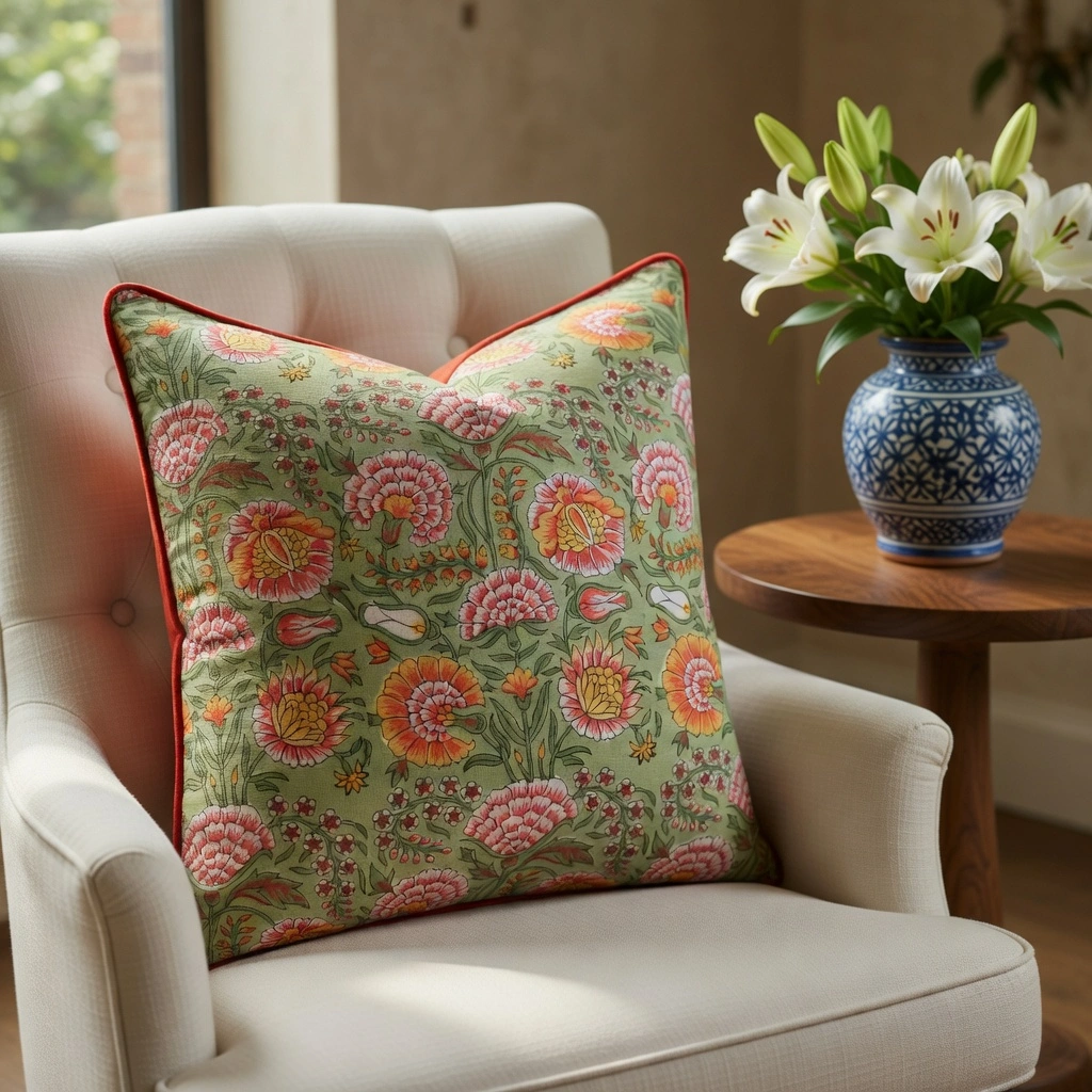 Piping Cushion Cover 50x50 cms Reshma Sea Green Gud 203224