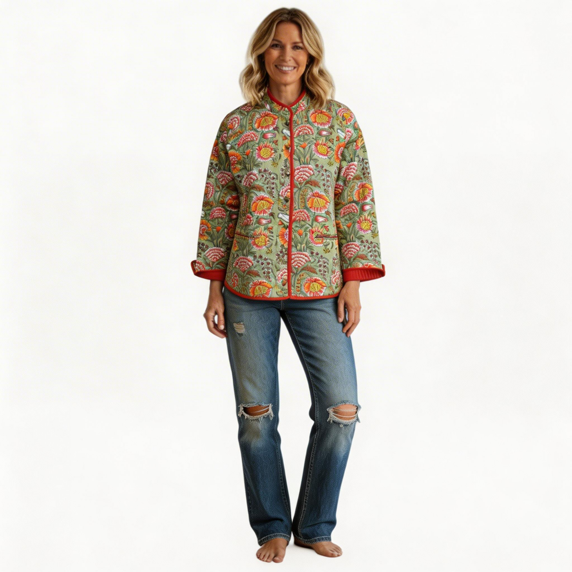 Quilted Jacket Size Short Length  Reshma Sea Green Gud 100663