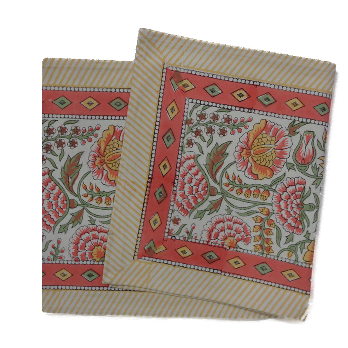 Hand Block Printed Cotton Canvas Table Runner 33x120 cms Reshma Sea Green Open 203253