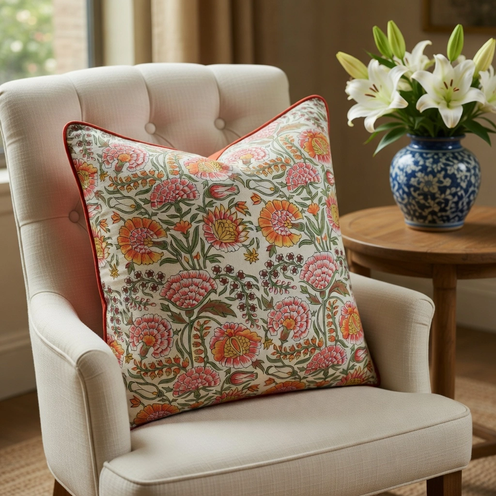 Piping Cushion Cover 50x50 cms Reshma Sea Green Open 203253
