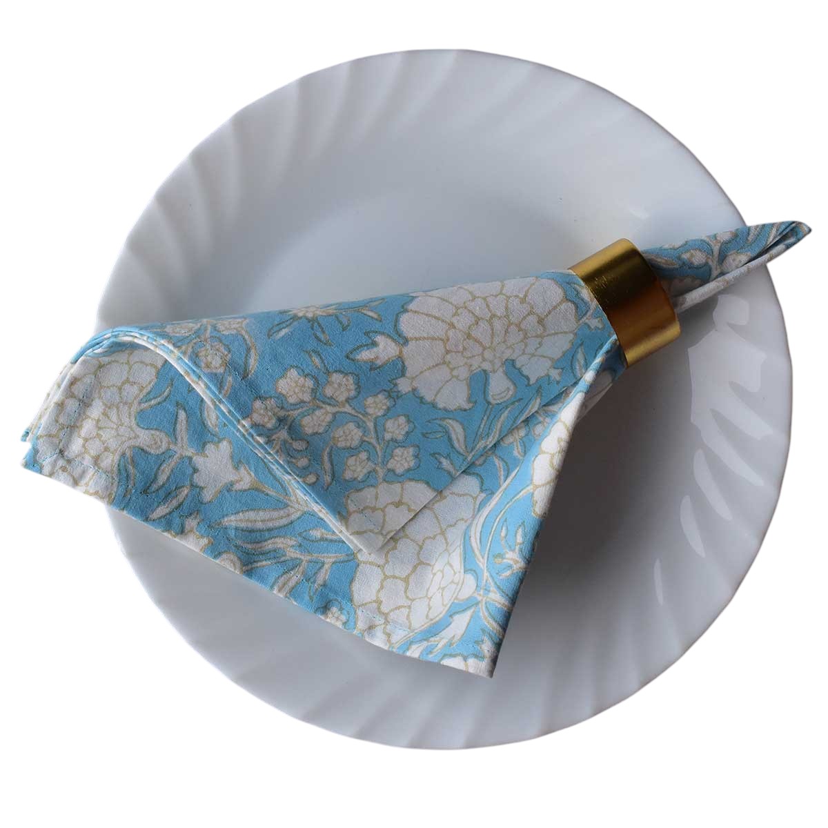 Hand Block Printed Cotton Napkin 45x45 cms Set of 4 Napkins Reshma Summer Song 202514