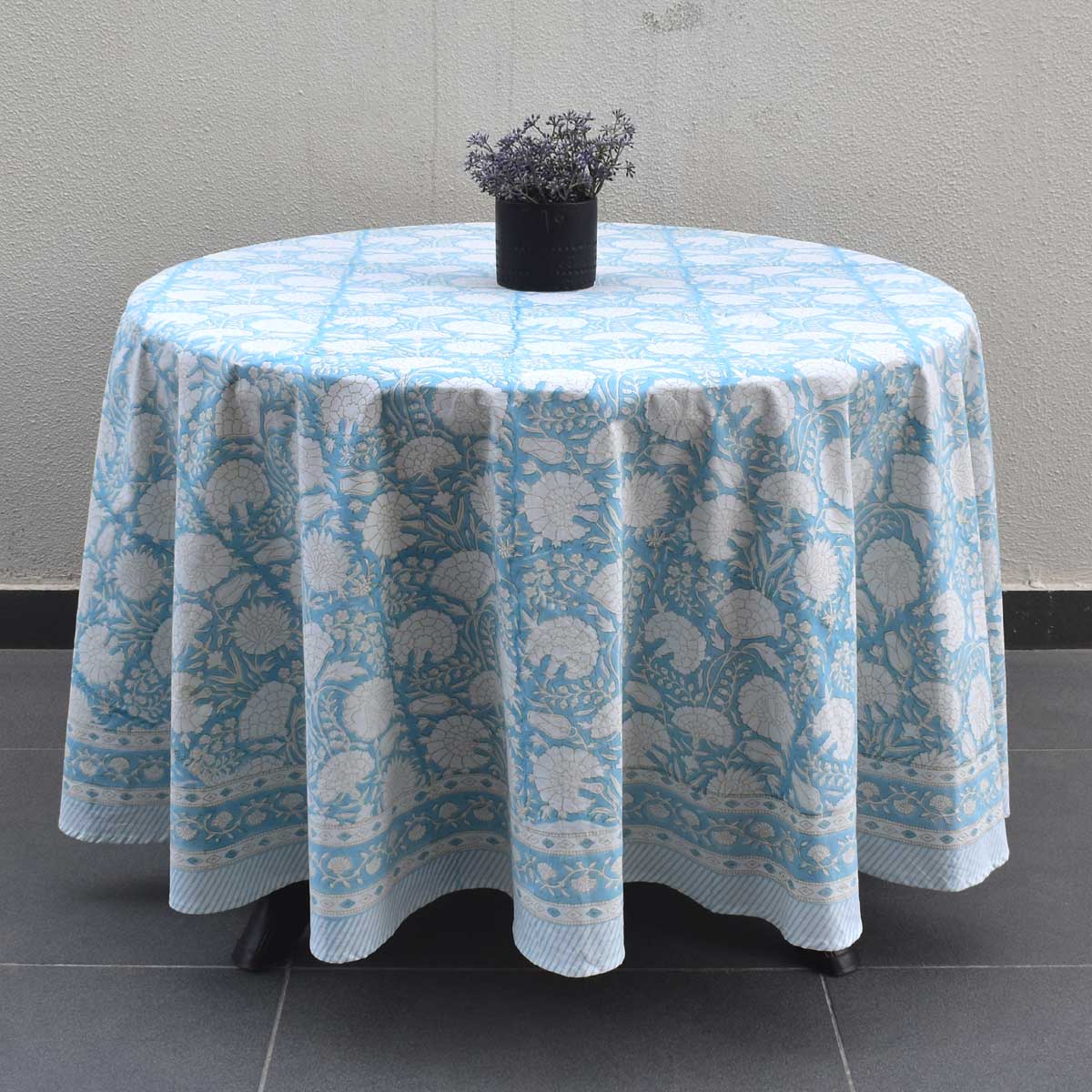 Round 220 cms Cotton French Design Table Cover Reshma Summer Song 202514