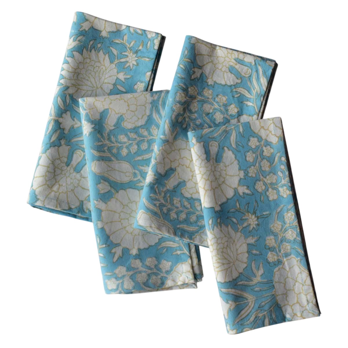 Hand Block Printed Cotton Napkin 45x45 cms Set of 4 Napkins Reshma Summer Song 202514