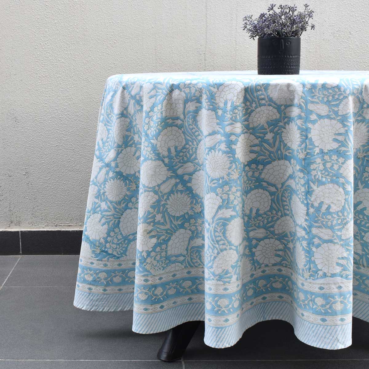 Round 220 cms Cotton French Design Table Cover Reshma Summer Song 202514