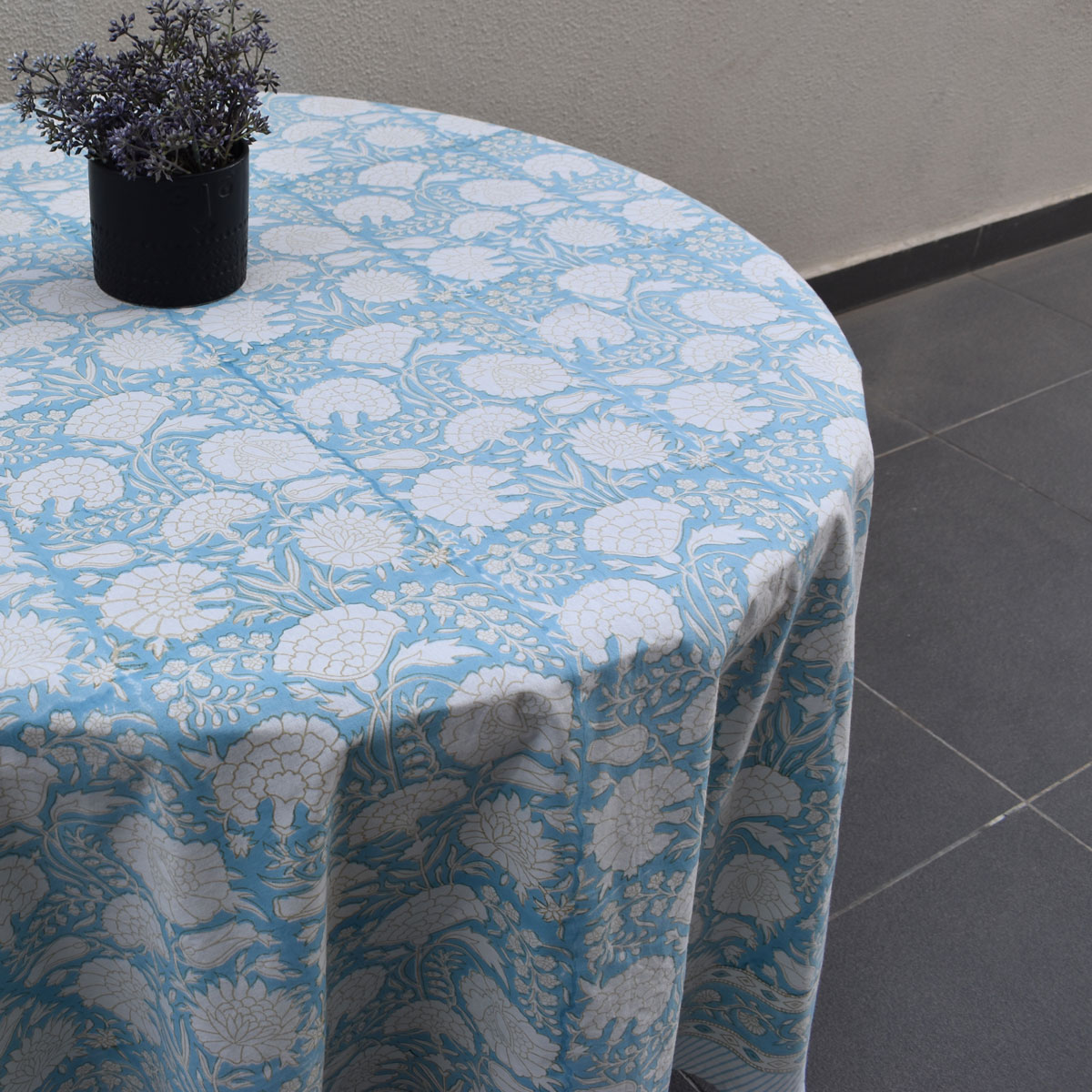 Round 220 cms Cotton French Design Table Cover Reshma Summer Song 202514