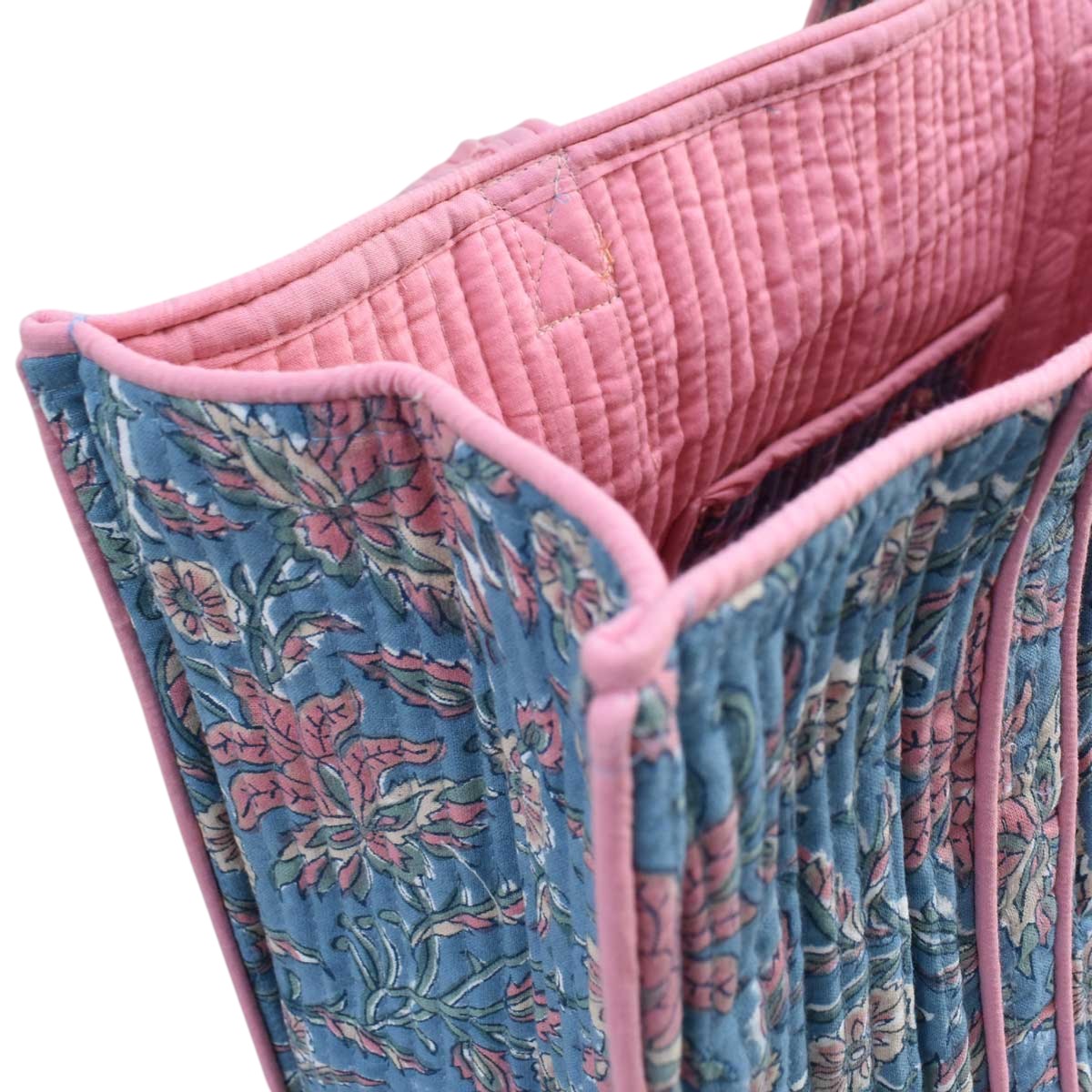 Hand Block Printed Cotton Quilted Tote Bag Rohini 204391