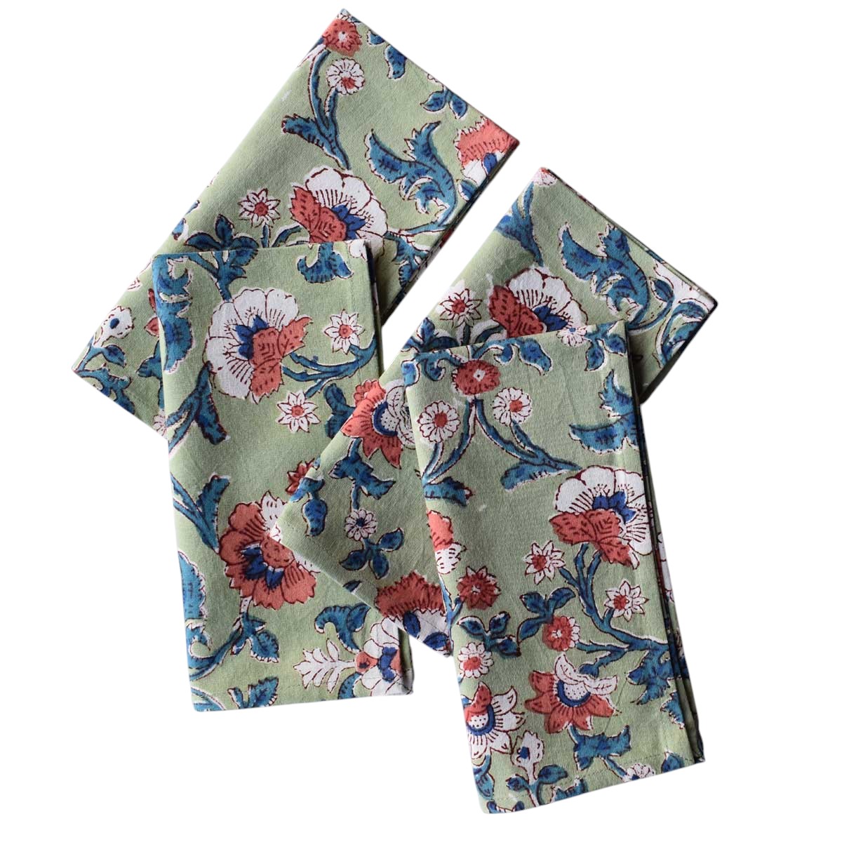 Hand Block Printed Cotton Napkin 45x45 cms Set of 4 Napkins Rukhsana Jade Gud 204222