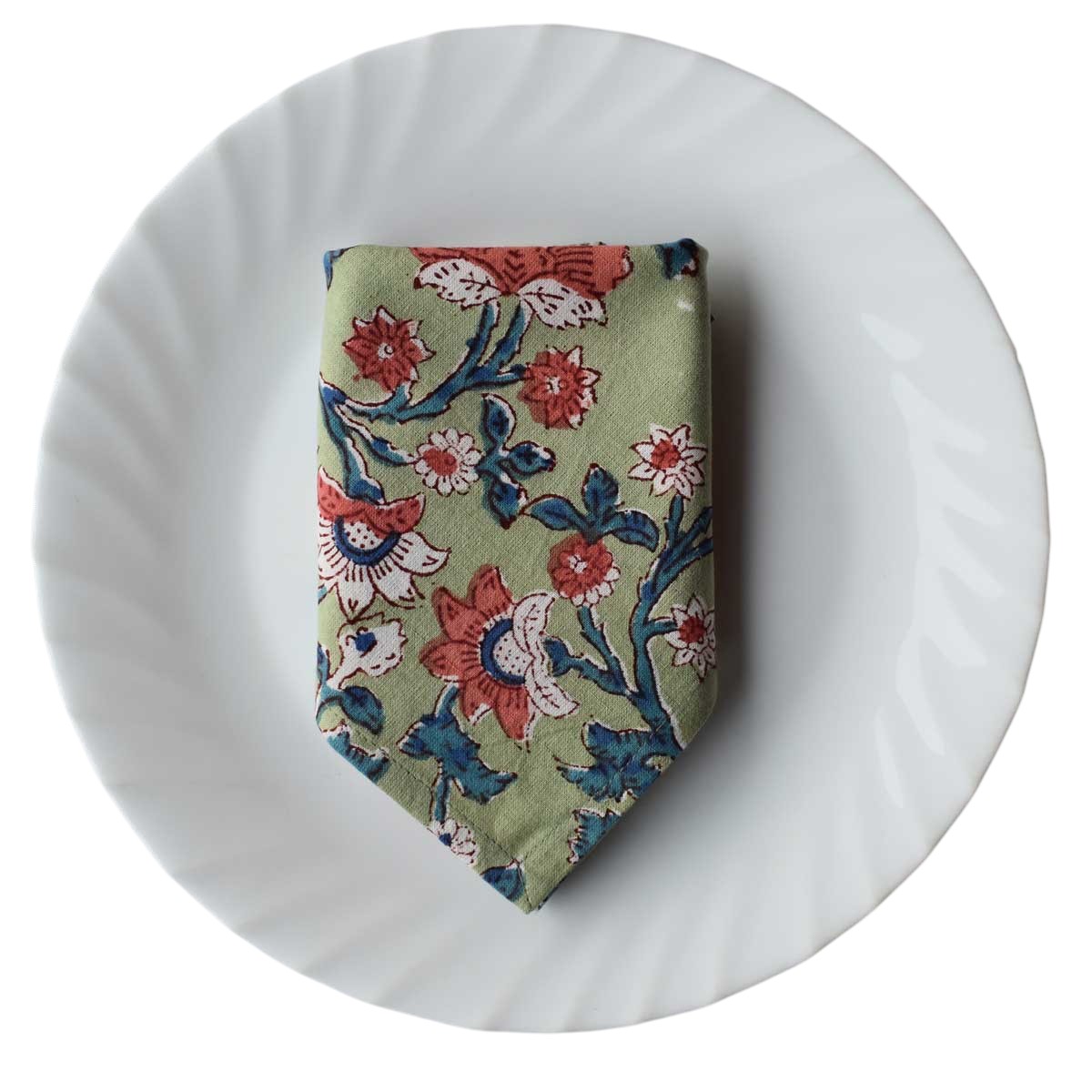 Hand Block Printed Cotton Napkin 45x45 cms Set of 4 Napkins Rukhsana Jade Gud 204222