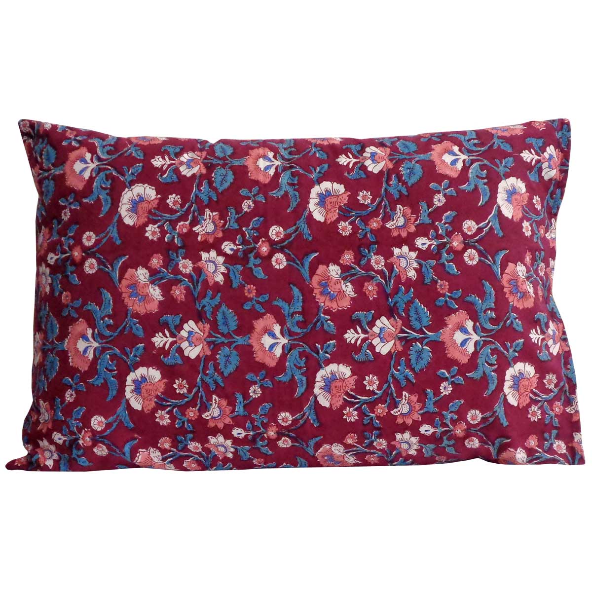 Hand Block Printed Cotton Pillows Cover 50x70 cm Set of 2  Rukhsana Maroon Gud 105823