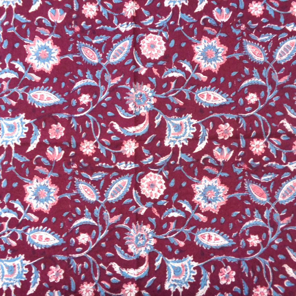 Hand Block Printed Cotton Napkin 45x45 cms Set of 4 Napkins Rukmani Maroon Gud 620607