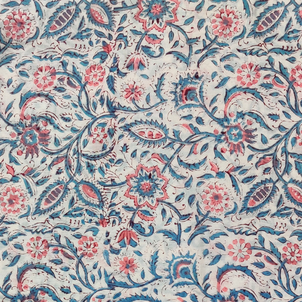 5 Yard Running Fabric Hand Block Printed Cotton Voile Fabric Rukmani Maroon Open 620608