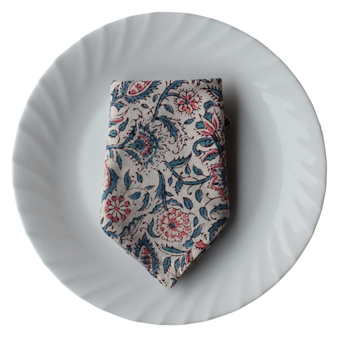 Hand Block Printed Cotton Napkin 45x45 cms Set of 4 Napkins Rukmani Maroon Open 620608