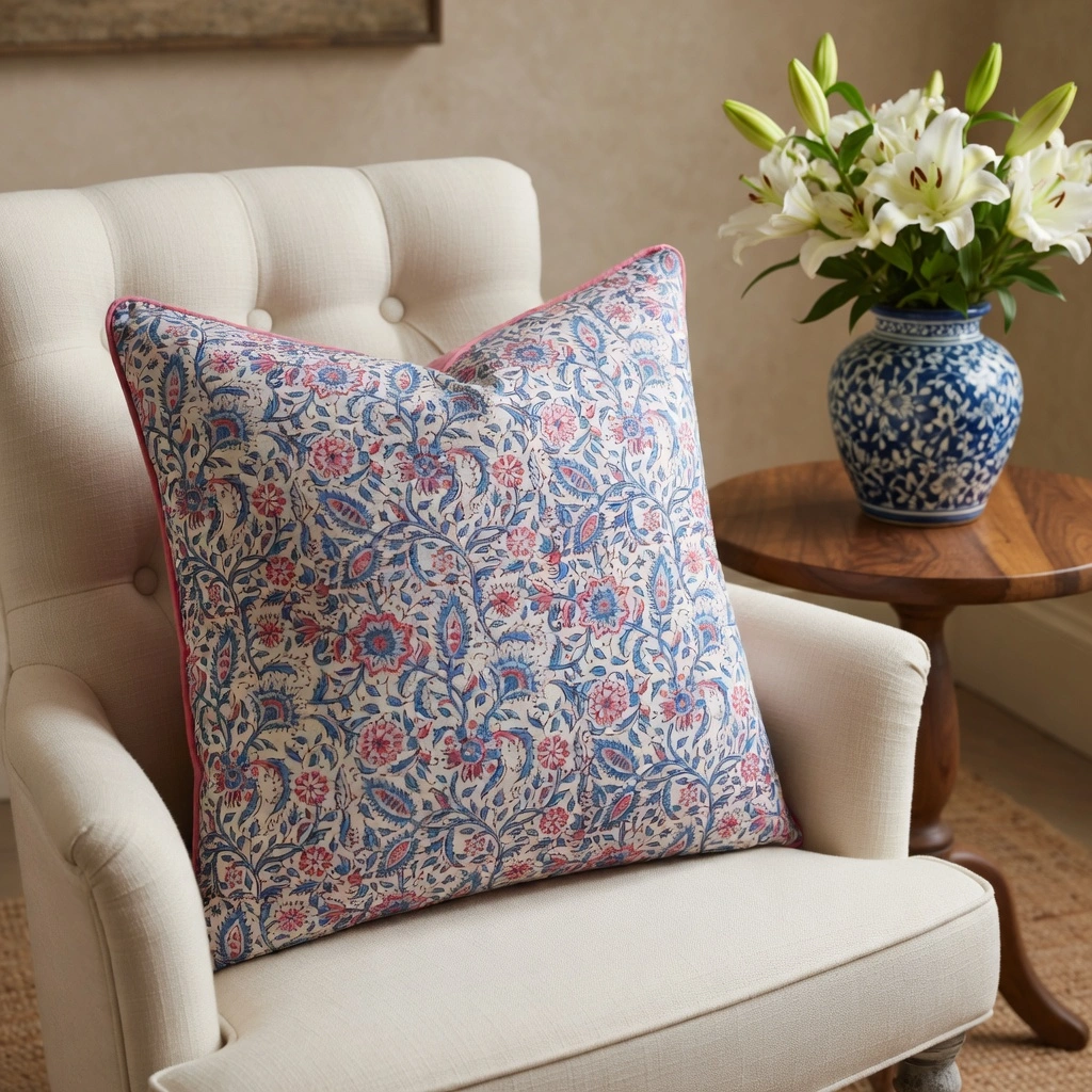 Piping Cushion Cover 50x50 cms Rukmani Maroon Open Pink 620608