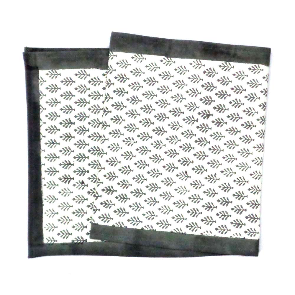 Hand Block Printed Cotton Canvas Table Runner 33x120 cms Neem Grey 102640