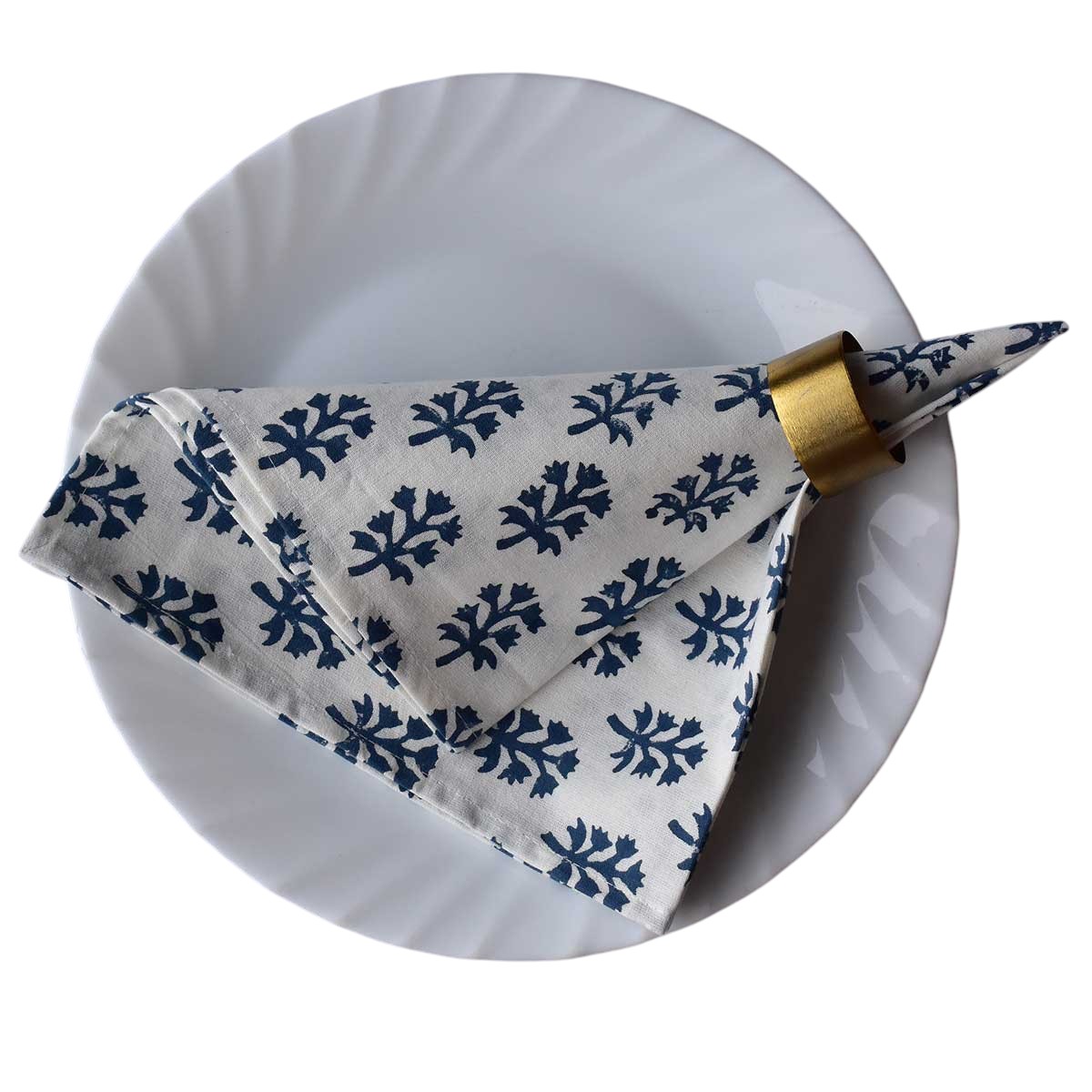 Hand Block Printed Cotton Napkin 45x45 cms Set of 4 Napkins  Saat Patti Phool 202222