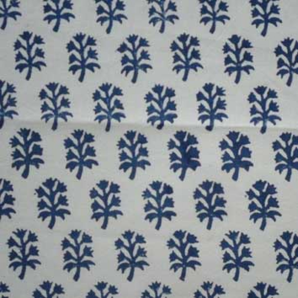 Image of 5 Yard Running Fabric Jaipur Block Printed Cotton 20 Sheeting Fabric | Saat Patti Phool 202222