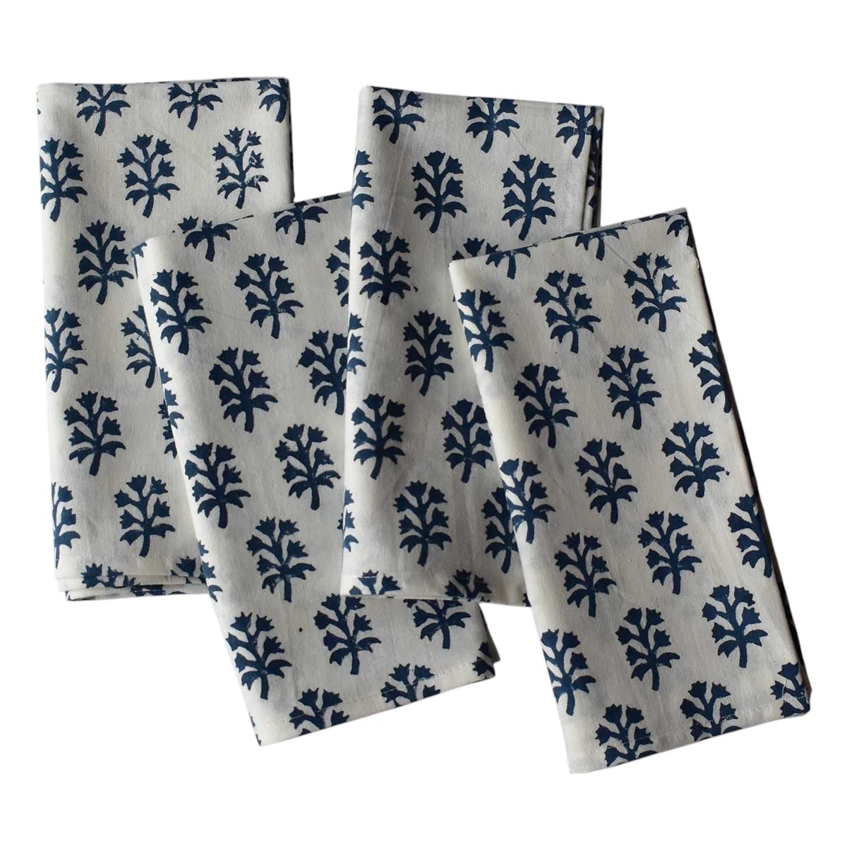 Hand Block Printed Cotton Napkin 45x45 cms Set of 4 Napkins  Saat Patti Phool 202222