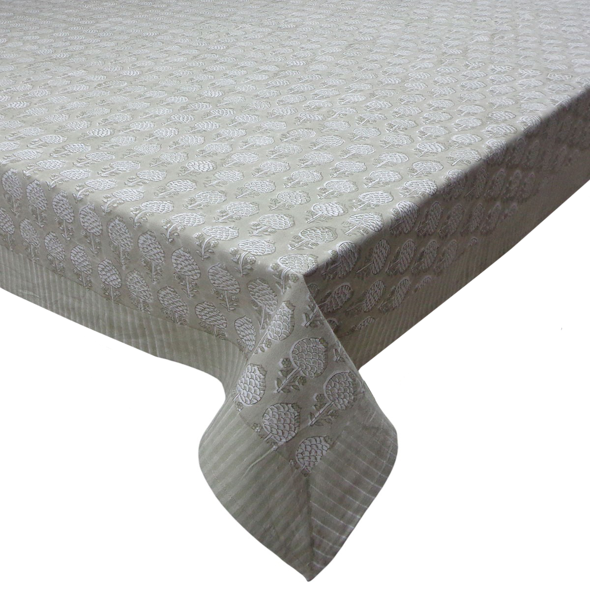 Wood Block Printed Handmade Tablecloth 150x220 cms Sandstone Grove 202410