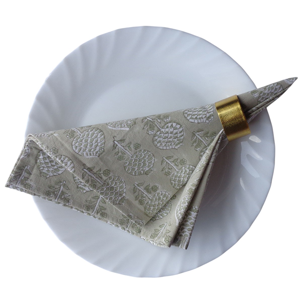 Hand Block Printed Cotton Napkin 45x45 cms Set of 4 Napkins Sandstone Grove 202410
