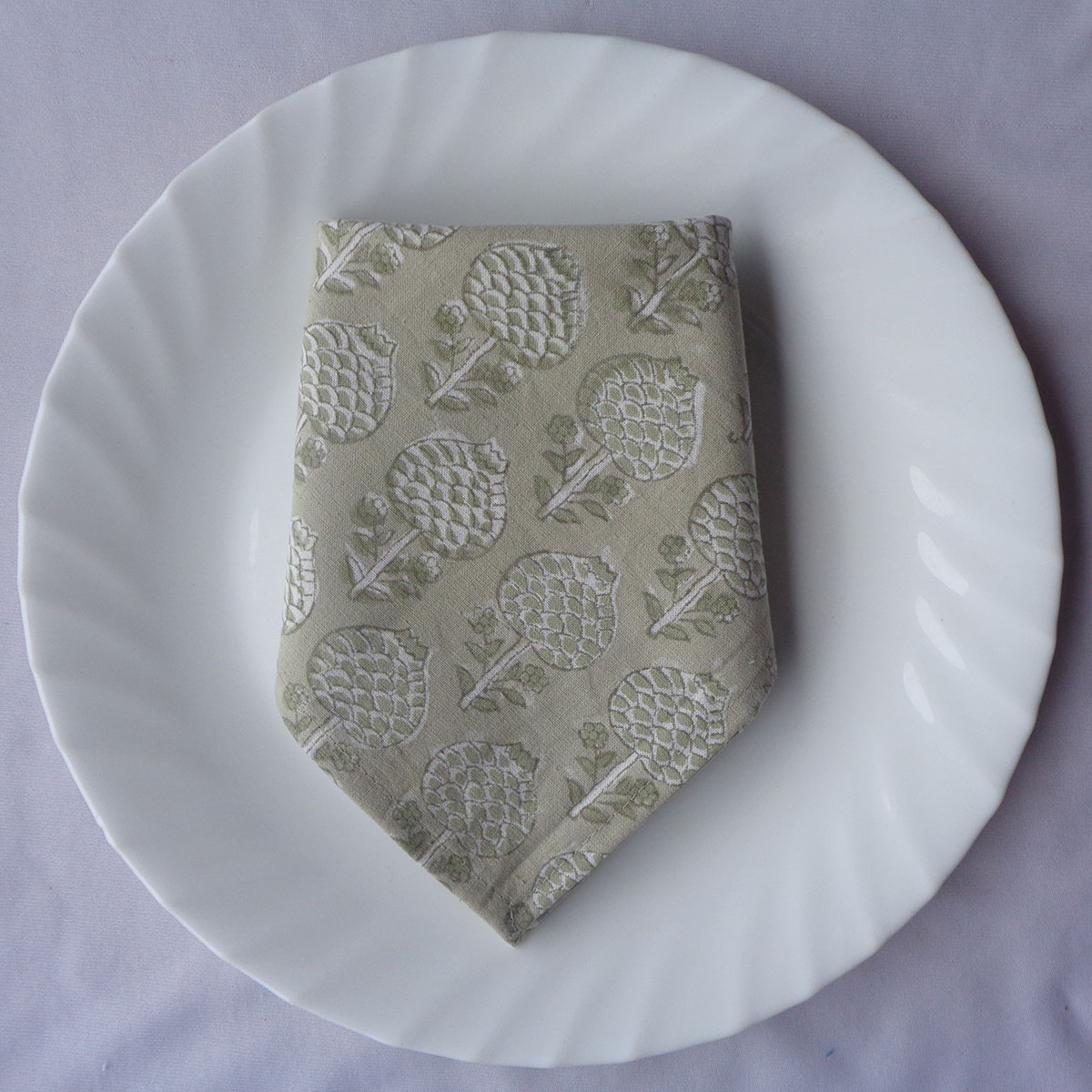 Hand Block Printed Cotton Napkin 45x45 cms Set of 4 Napkins Sandstone Grove 202410