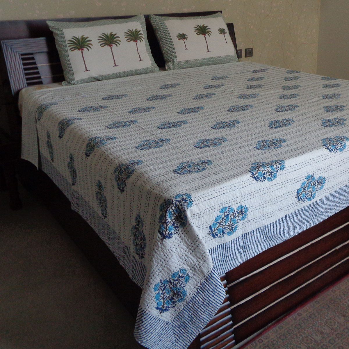 Hand Block Printed Cotton Kantha Queen Size  202535