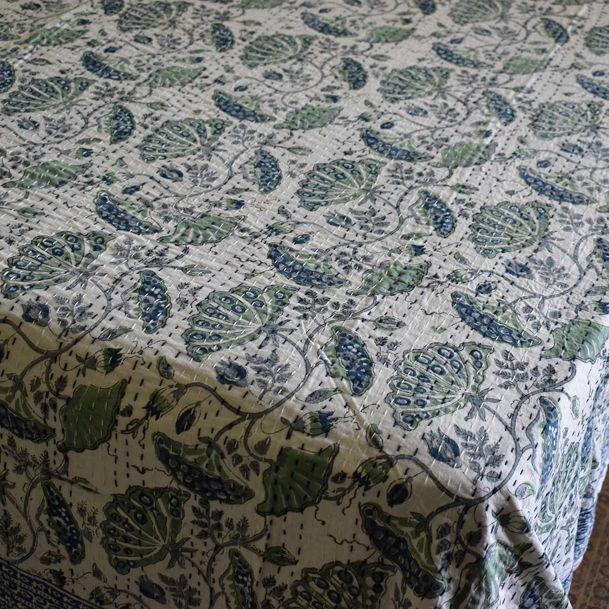 Hand Block Printed Cotton Kantha Queen Size  202536