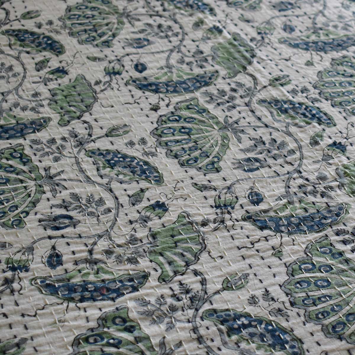 Hand Block Printed Cotton Kantha Queen Size  202536